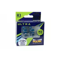 Автолампа МАЯК Ultra White Vision +150% комплект (PK22s, H3, 12V, 55W) MK 82320WV+150