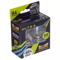 Автолампа МАЯК Ultra Gold +60% комплект (P43t, H4, 12V, 60/55W) MK 82420G+60