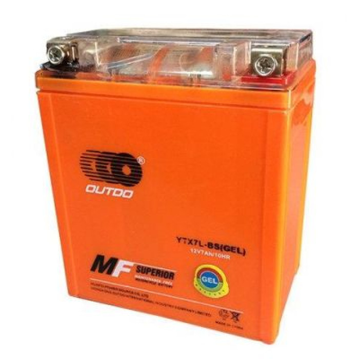Мото аккумулятор Outdo GEL 6СТ-7Ah АзЕ 12В 85А (EN) YTX7L-BS GEL