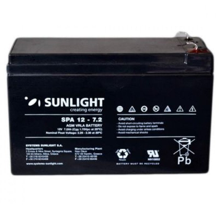 Акумулятор тяговий SUNLIGHT 7.2Ah 12V