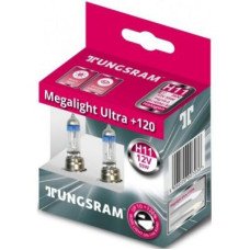 Автолампа TUNGSRAM Megalight Ultra +120 комплект (PGJ19-2, H11, 12V, 55W) TU 50310NU.2D