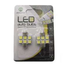 Автолампа Zollex LED V2204 1шт. (Festoon/31mm, white, 12V, SMD 5050x6)