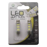 Автолампа Zollex LED V1004 1шт. (Фестони / 36мм, білий, 12V, SMD 2835x6)