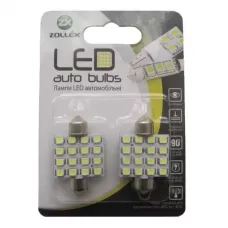 Автолампа Zollex LED V2207 1шт. (Фестони / 36мм, білий, 12V, SMD 2835x16)