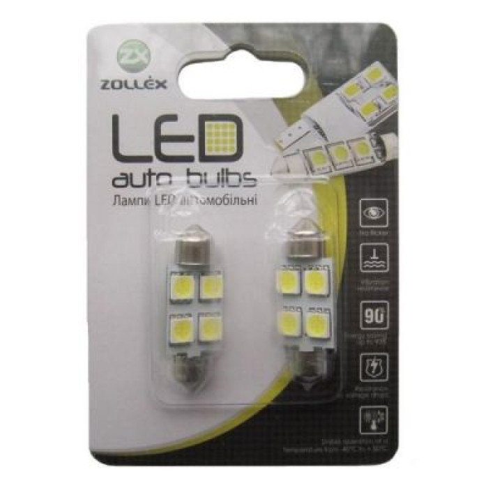Автолампа Zollex LED V220324 1шт. (Фестони / 36мм, білий, 24В, SMD 5050x4)